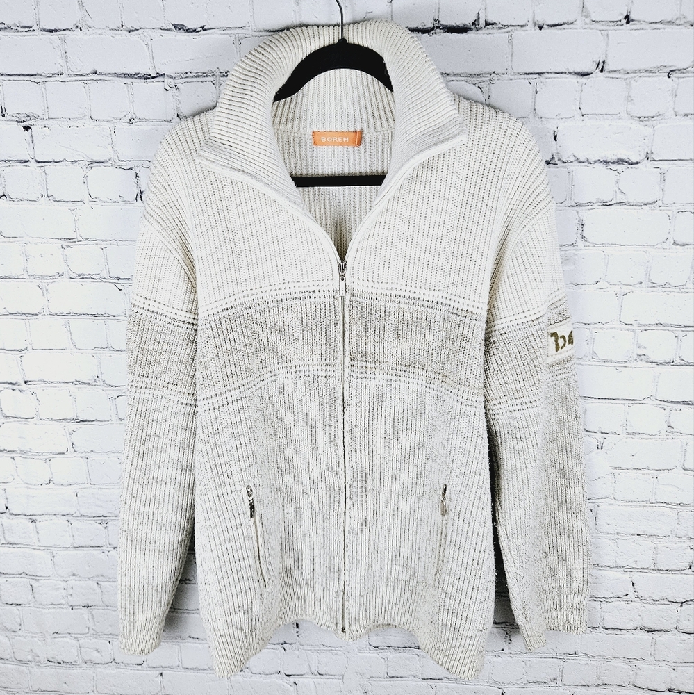 BOREN | full zip high neck long sleeve heavyweight knit sweater